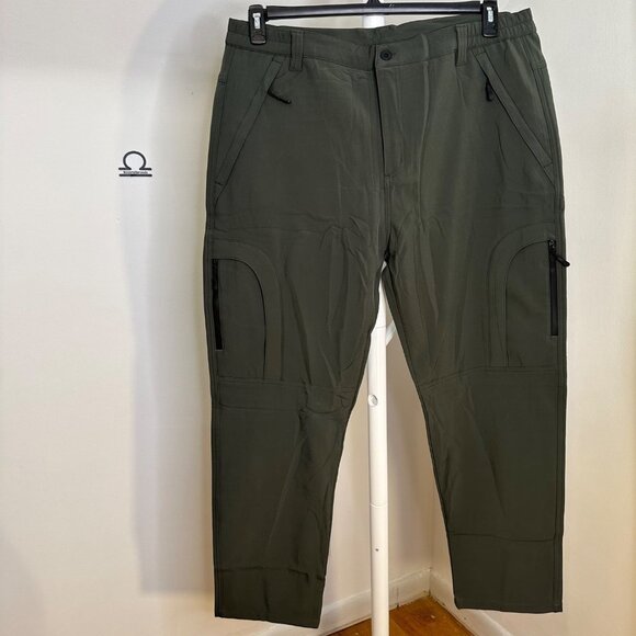 Men's Green Softshell Fleece Outdoors Pants 40 New - Picture 1 of 4